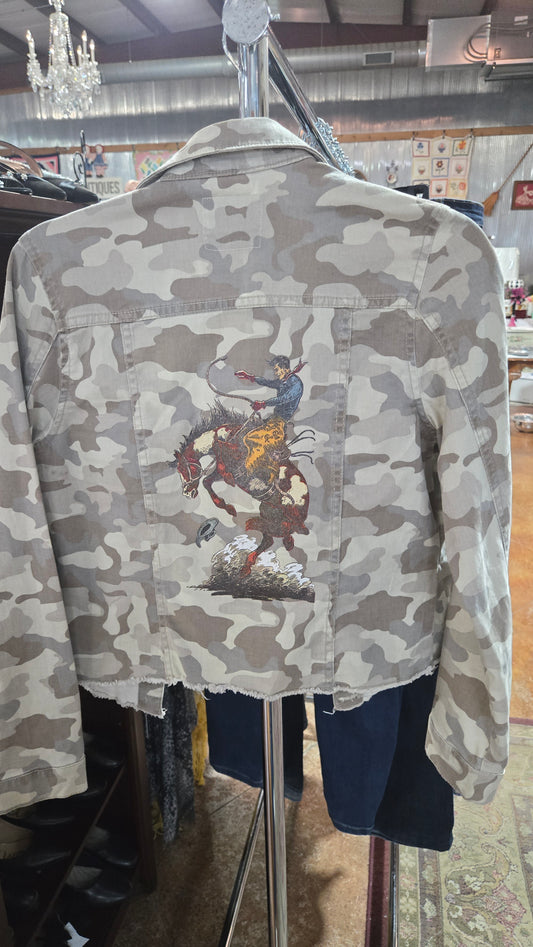 Rockin C Beige Camo Print Jacket Size S