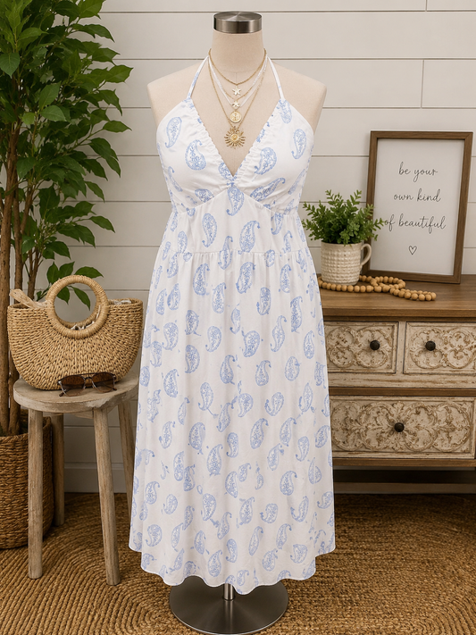 Universal Threads White Blue Paisley Dress NEW!!