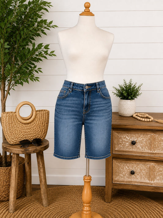 Curvy Denim Bermuda Shorts