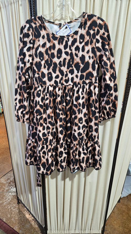 Girls' Leopard Print Tiered Dress Size 7/8