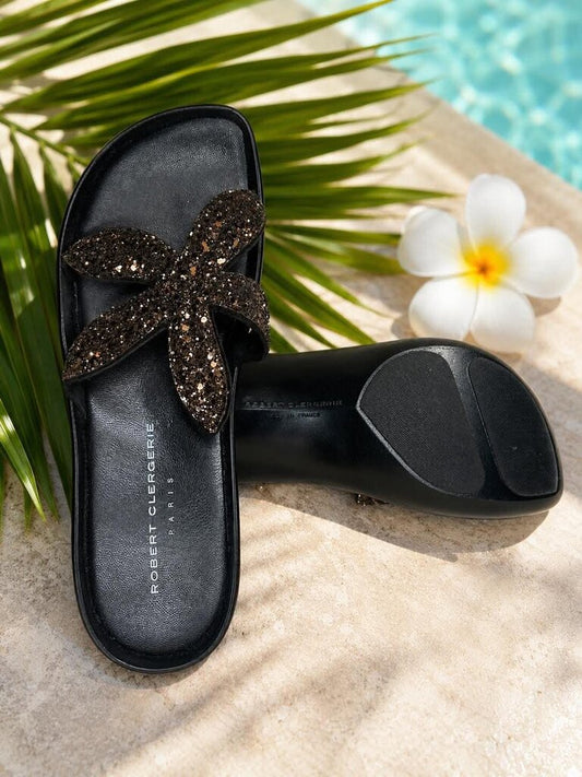 Sequin Flower Slide Sandals Size 8.5