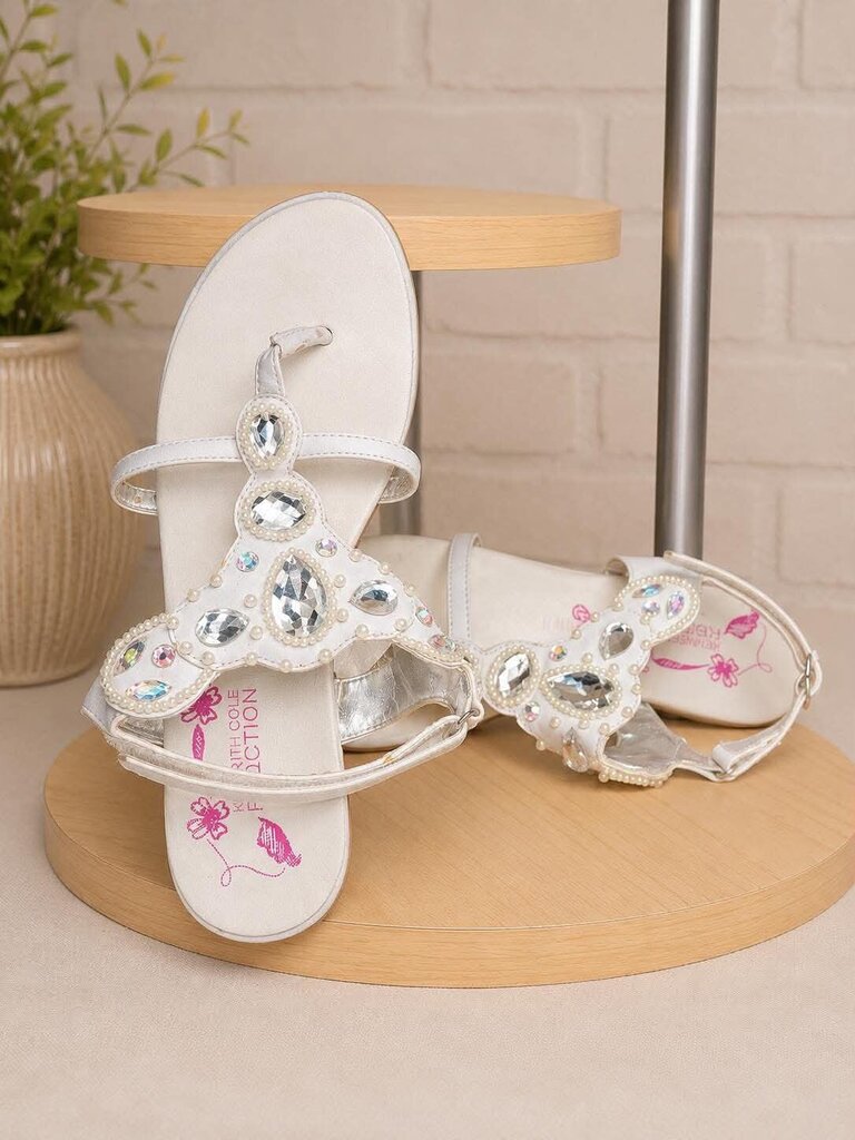 Girls White Sandals Size 6