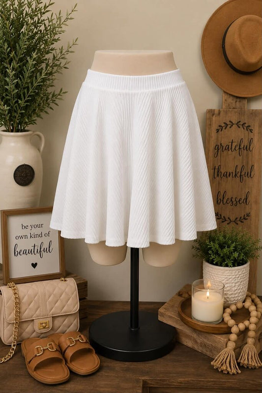 White Birch White Textured Skirt Size L