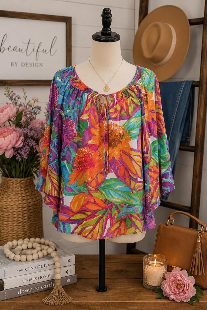 Lauren Ralph Lauren Flower Print Top Size 3X