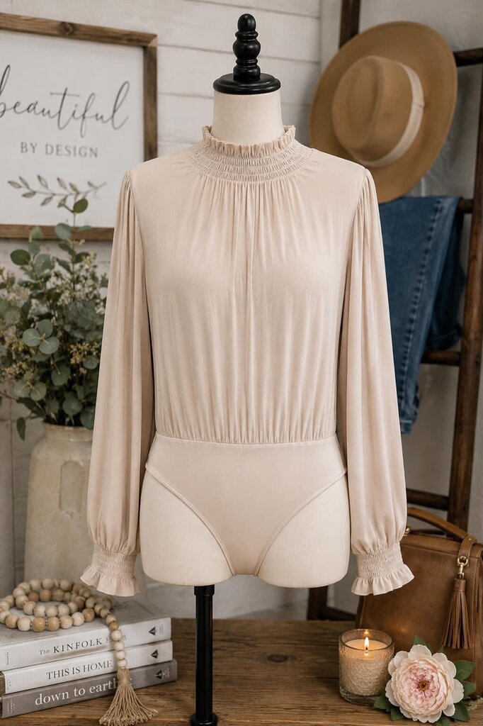Mustard Seed Tan Long Sleeve Bodysuit Size S