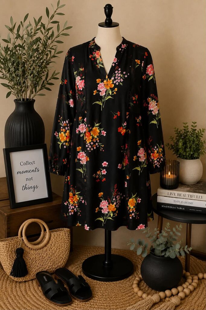 Old Navy Black Floral Dress Size M