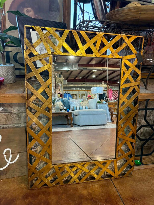 Medium Gold Metal Frame Mirror