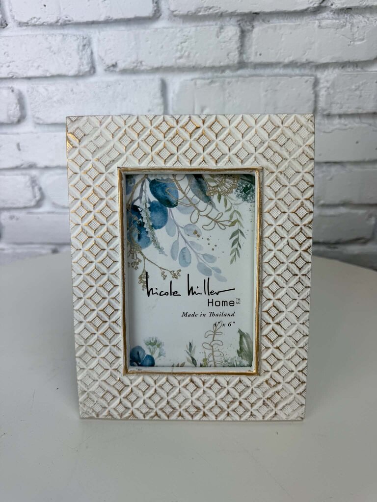 Nicole Miller White 4x6 Photo Frame