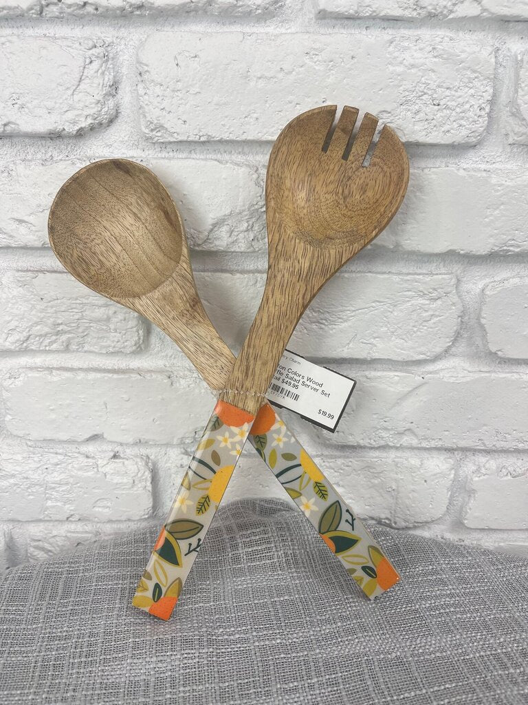 Coton Colors Wood Ruffle Salad Server Set Retail $49.95