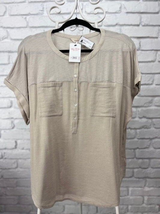 Button Front Pocket Blouse