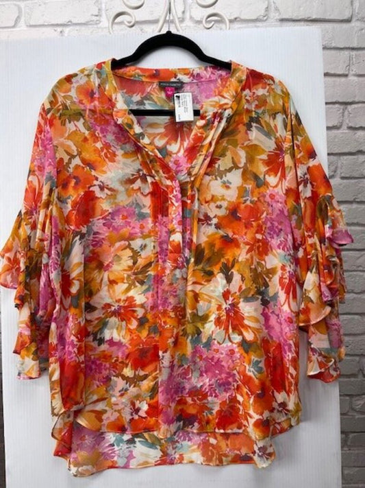 Sheer Ruffle Sleeve Blouse