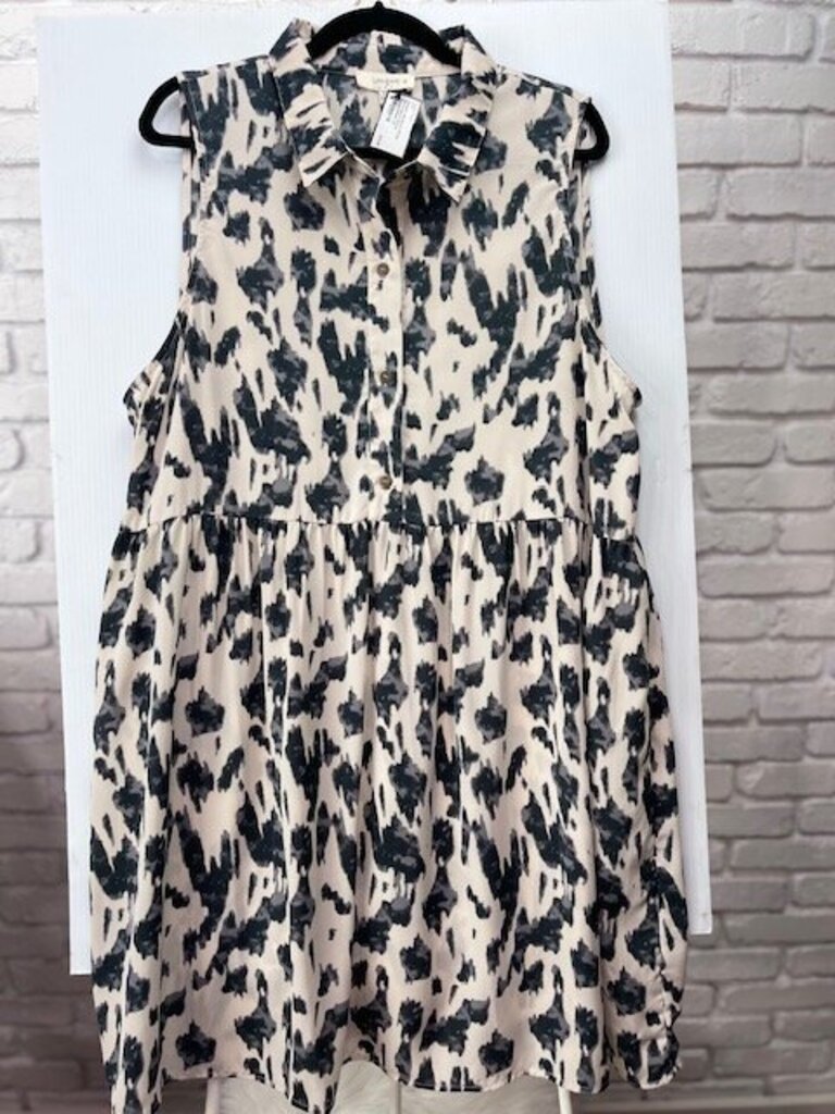 Abstract Print Sleeveless Dress