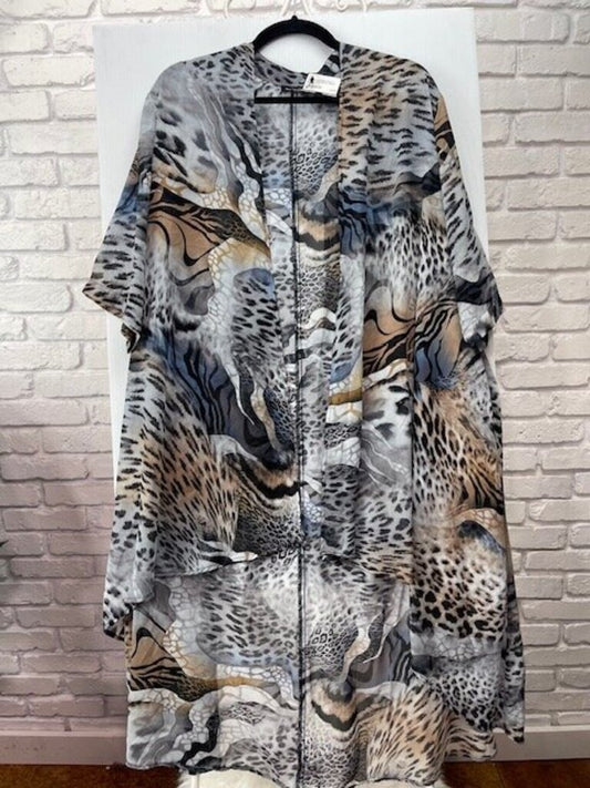 Sheer Animal Print Duster