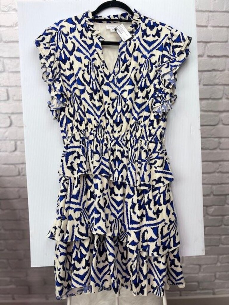 Abstract Print Ruffle Dress