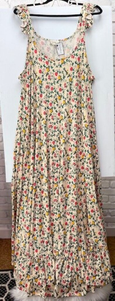 Floral Print Ruffle Sleeve Dress