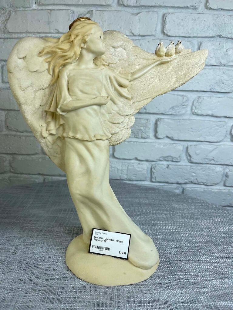 Ceramic Guardian Angel Figurine 14"
