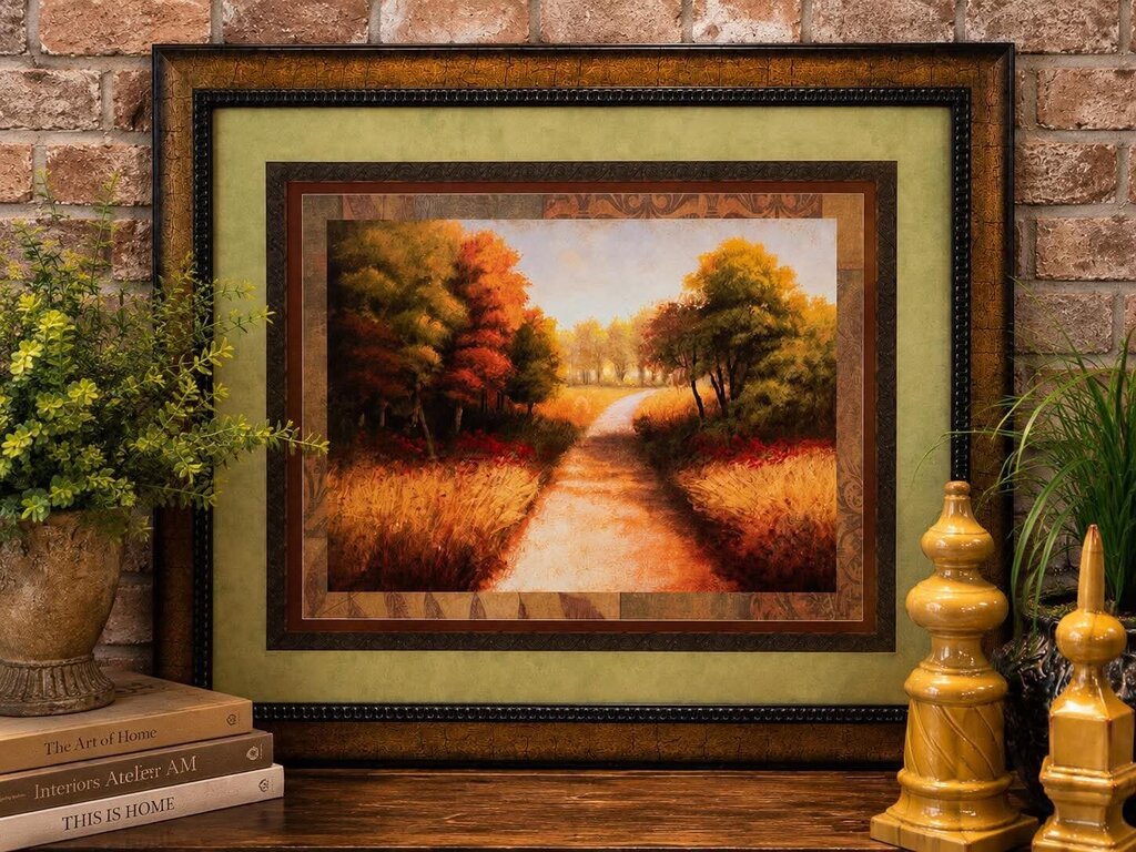 Framed Wall Art with Trees & Sage Green Matte (Local pickup only)