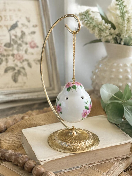 Porcelain Egg & Gold Stand