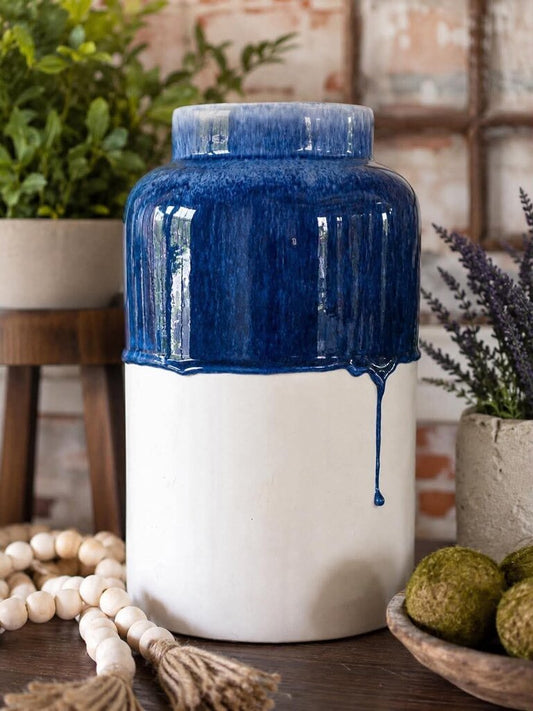 Tall Blue Pottery Vase