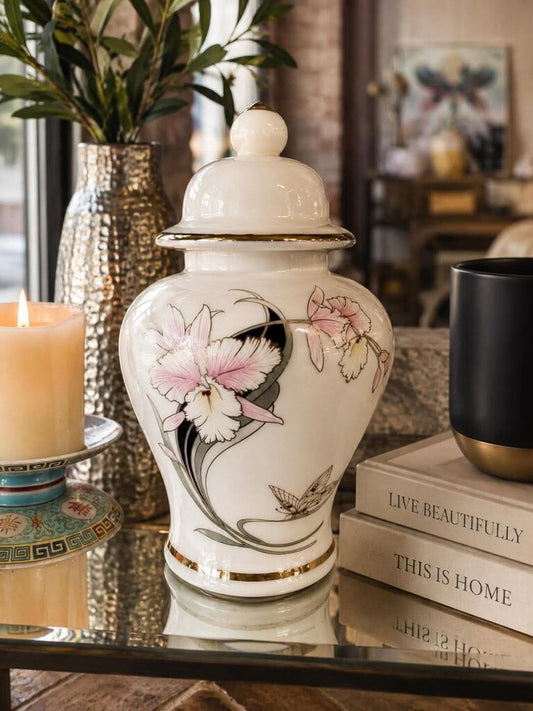 Fine China Japanese Ginger Jar w/Lid