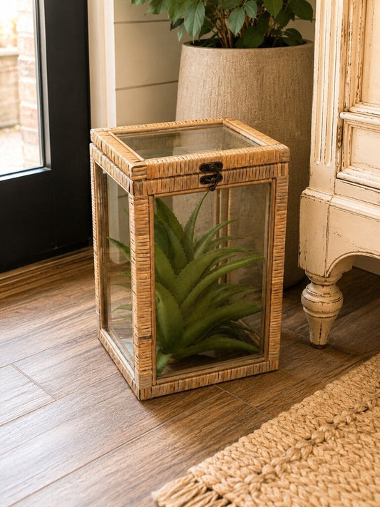 Glass Deco Box w/faux plant. Retail $119.99