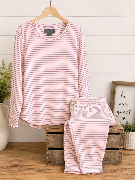 Loft. Pink Striped PJ Set