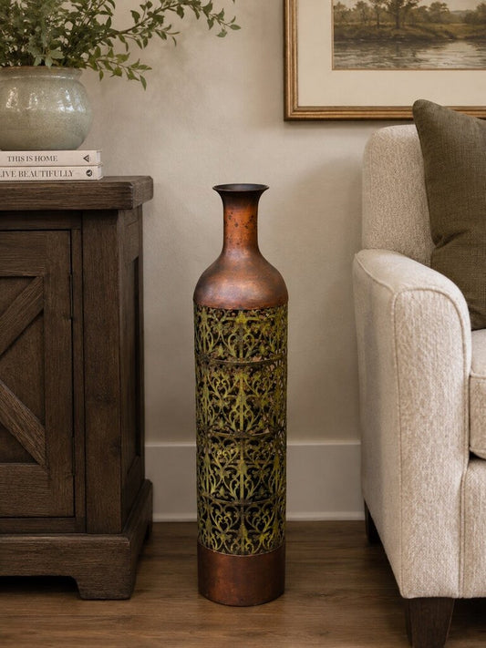 Metal Design Tall Floor Vase