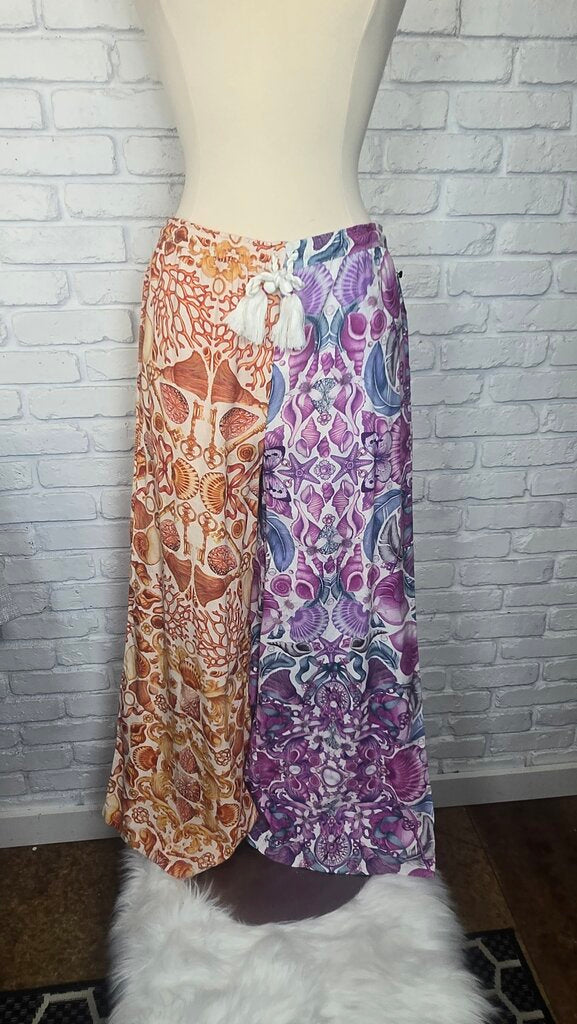 Anthropologie Orange Purple Sea Print Pants NEW!! Size S
