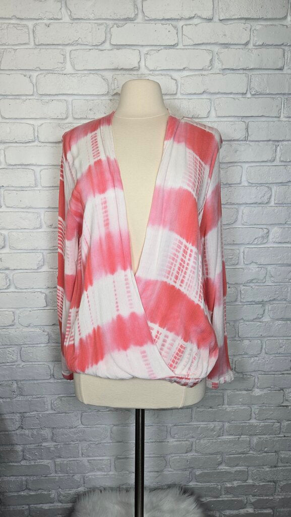 Kori Pink Tie Dye Drape Front Top Size L