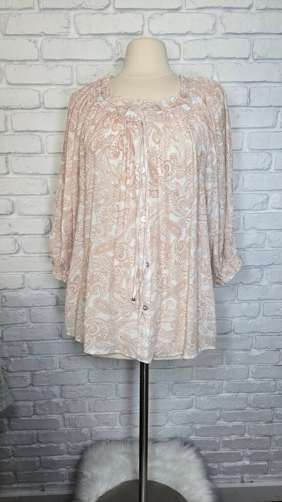 Unique Spectrum Beige Paisley Top Size 2X