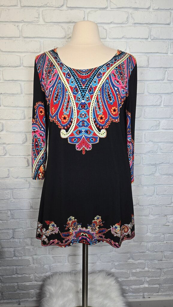 Just Funky Black Print Top Size XL