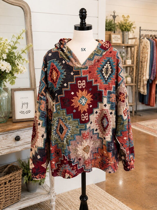 Patchwork Aztec Style Hoodie