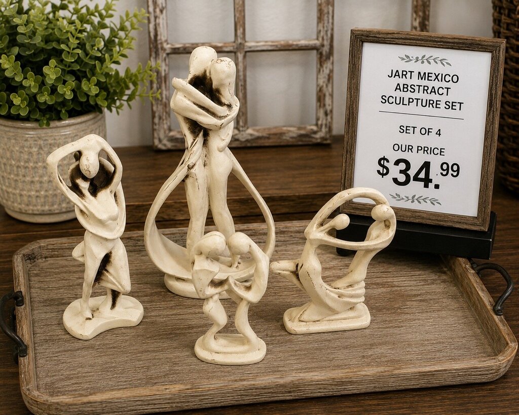J ART Ivory Style Distressed Sculptures. Set of 4.