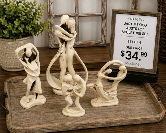 J ART Ivory Style Distressed Sculptures. Set of 4.