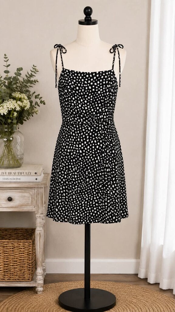 GB Black Ivory Spot Sleeveless Dress Size S NEW!!
