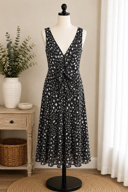 Jones New York Black Print Sleeveless Dress Size 8
