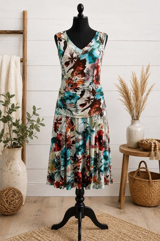 North Style White Flower Print Sleeveless Dress Size M