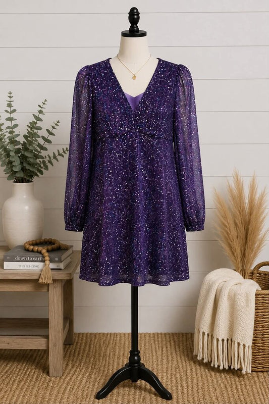 Purple Sparkly Dress Size Petite M