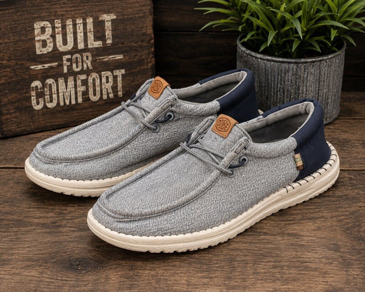 Heydude Wally Funk Grey Navy Shoes Size 10 Retail $69.99