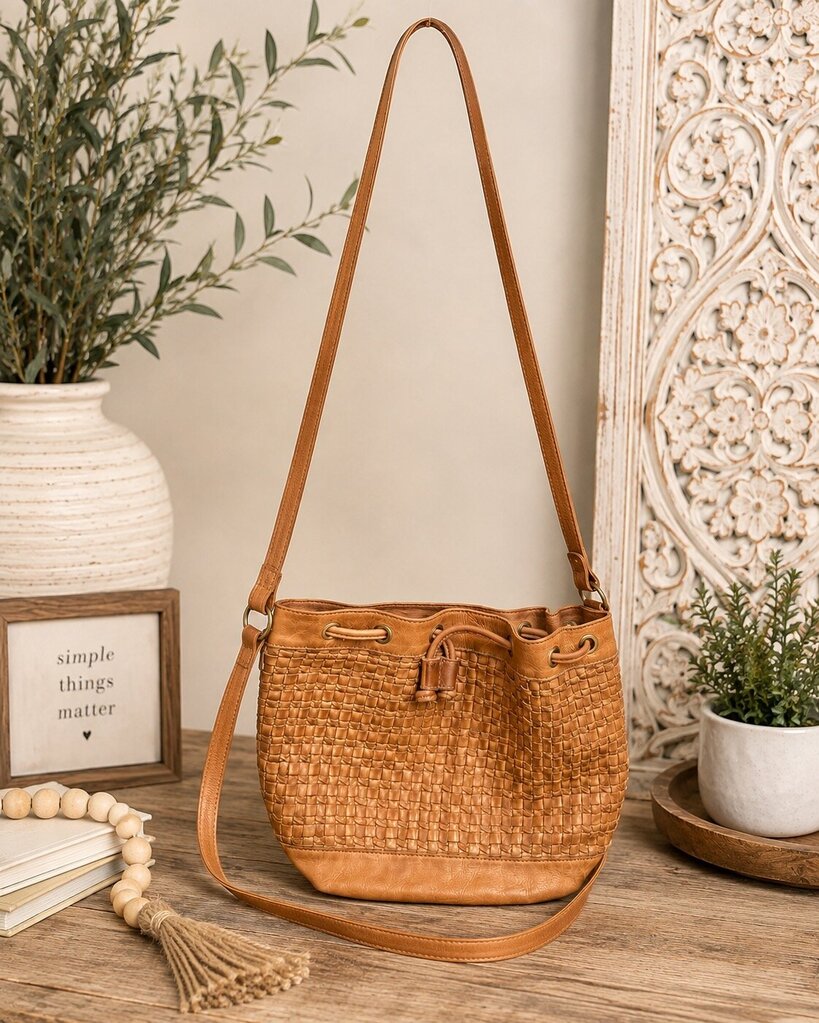 Genuine Leather Woven Handbag Retail $124.99