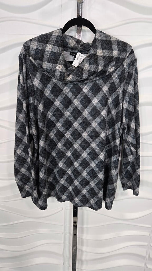 Lane Bryant Grey Plaid Sweater Size 3X 22/24