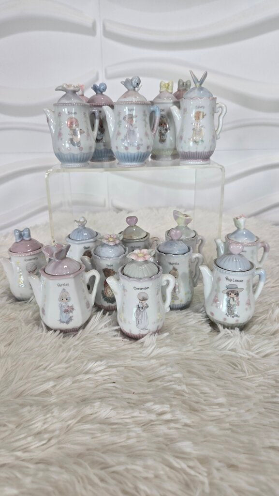 Set of 18 Spice Jars. Precious Moments.
