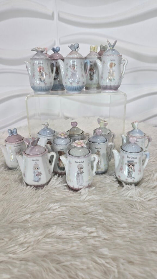Set of 18 Spice Jars. Precious Moments.