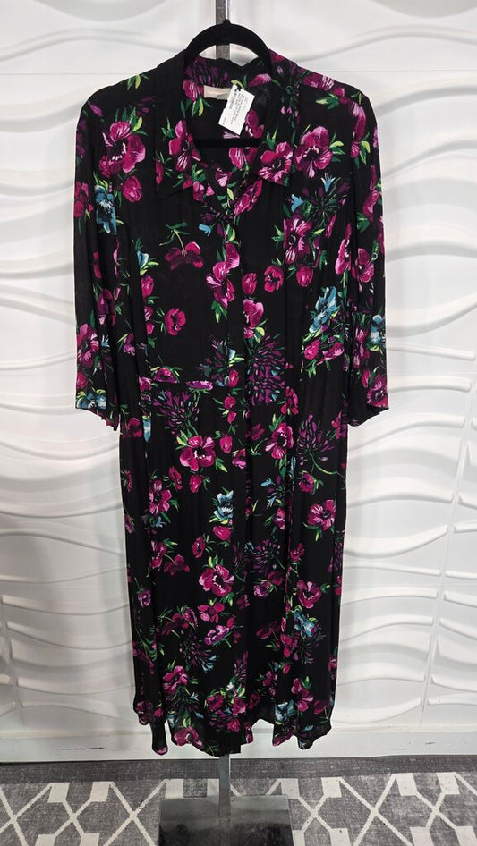 Woman Within Black Purple Floral Long Dress Size 22W