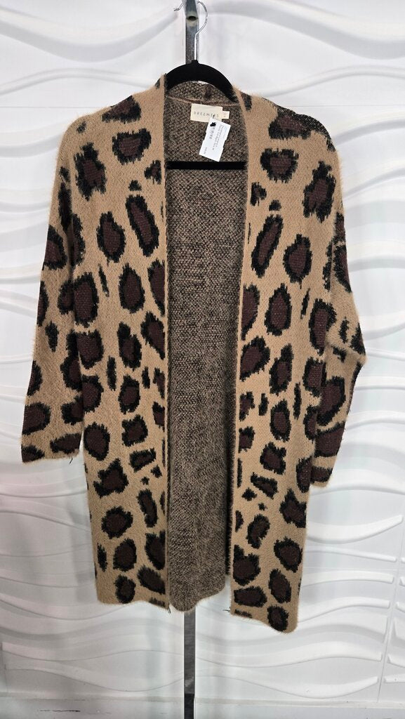 Dreamers Leopard Fuzzy Cardigan Size M