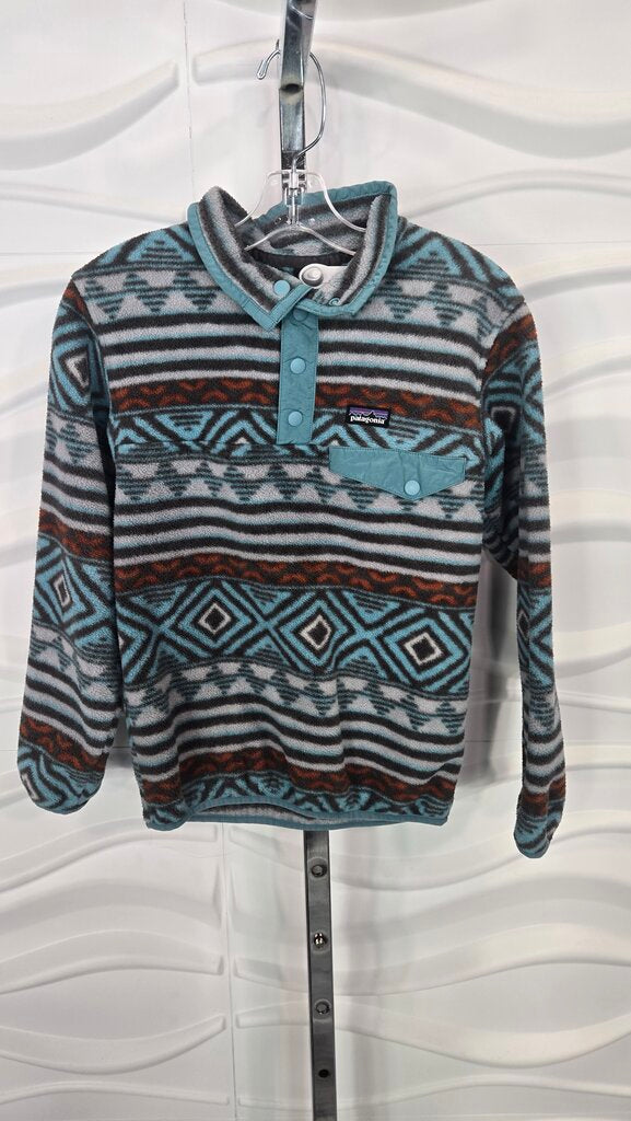 Youth Patagonia Teal Tribal Pullover Size M (10)