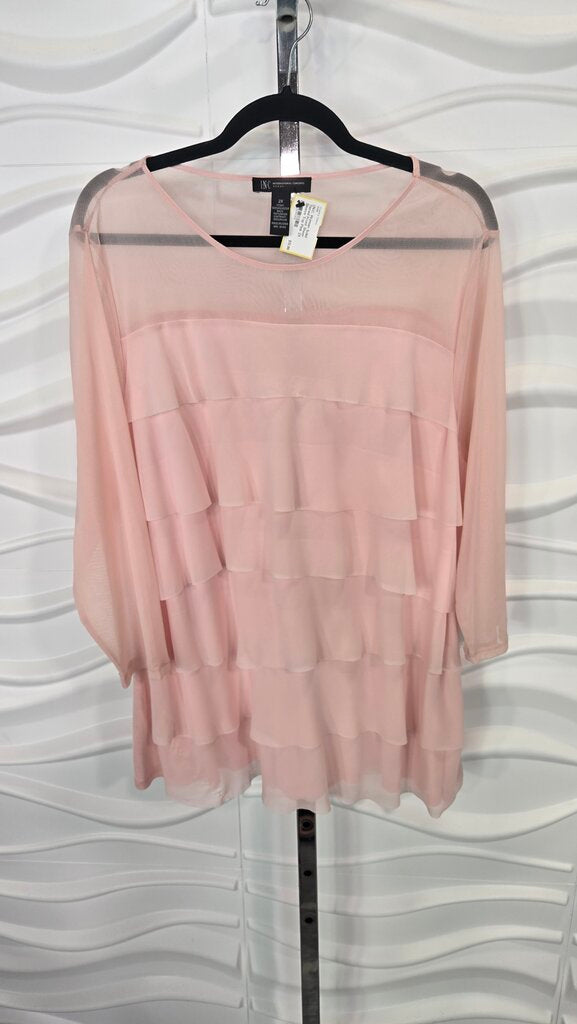 Solid Tiered Front Sheer Sleeve Top