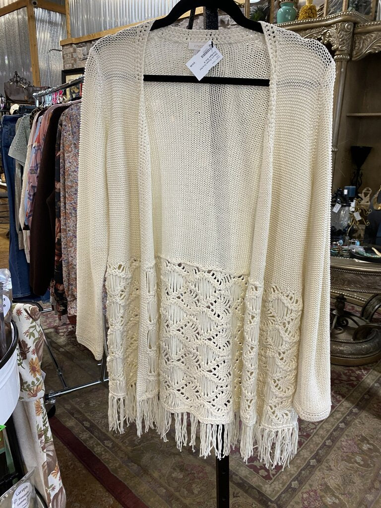 Chico's Cream Crochet Cardigan Size S