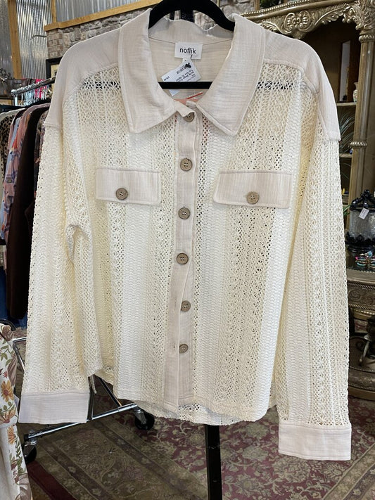 Noflik Beige Crochet Top Size XL NEW!!