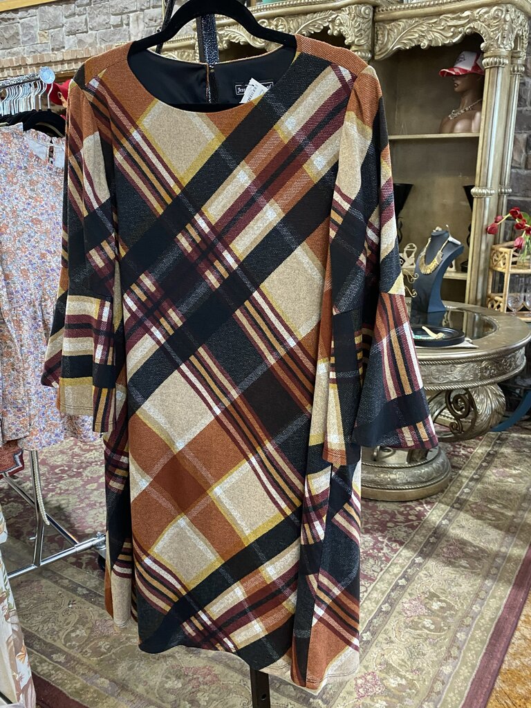 Jessica Howard Black Rust Plaid Dress Size 1X